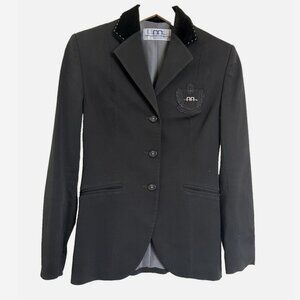 ALESSANDRO ALBANESE Black Show Coat IT 38 Small Velvet Collar Equestrian